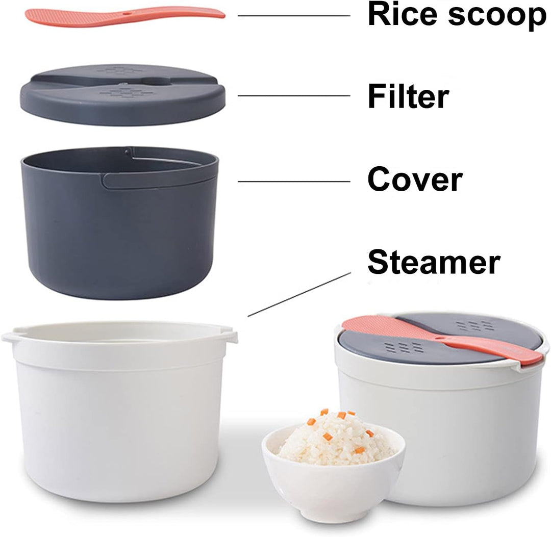 Mikrowellen-Reiskocher, 2-Schicht-Nudelkocher, Mikrowellengeeignet, Gemüsedampfgarer-Set, All-in-One