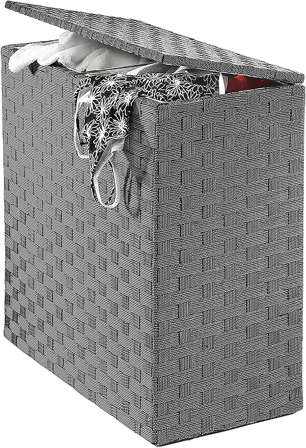 Kobolo Wäschesammler Wäschesortierer - Nylon - weiss schwarz - 125L - 2 Fächer, Schwarz