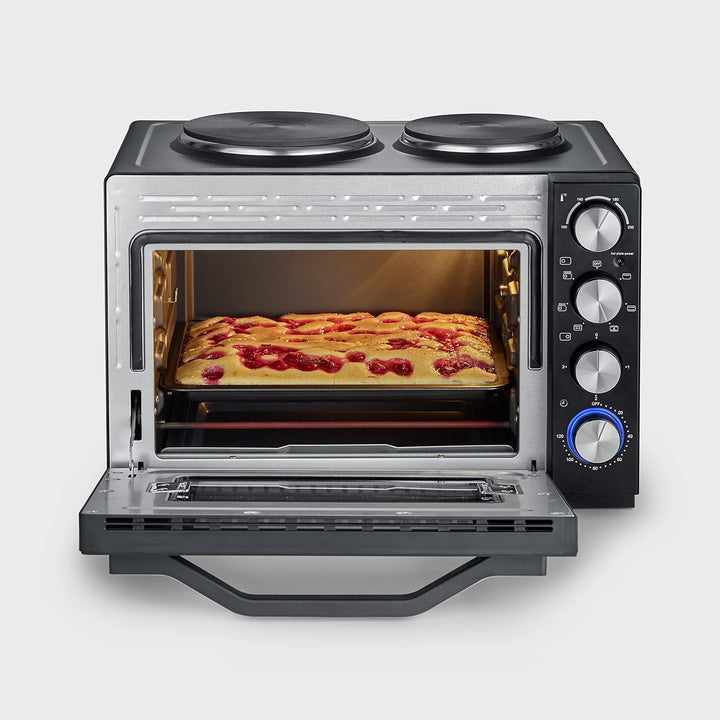 SEVERIN Back- und Toastofen mit Kochplatten, Backofen mit 30 L Garrauminhalt, Minibackofen mit Kochp