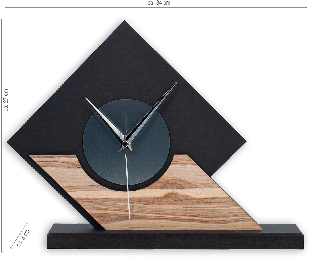 Kreative Feder Moderne Holz-Tischuhr mit stilvollen Akzenten aus Nussbaum Echtholzfurnier &amp; Aluminiu