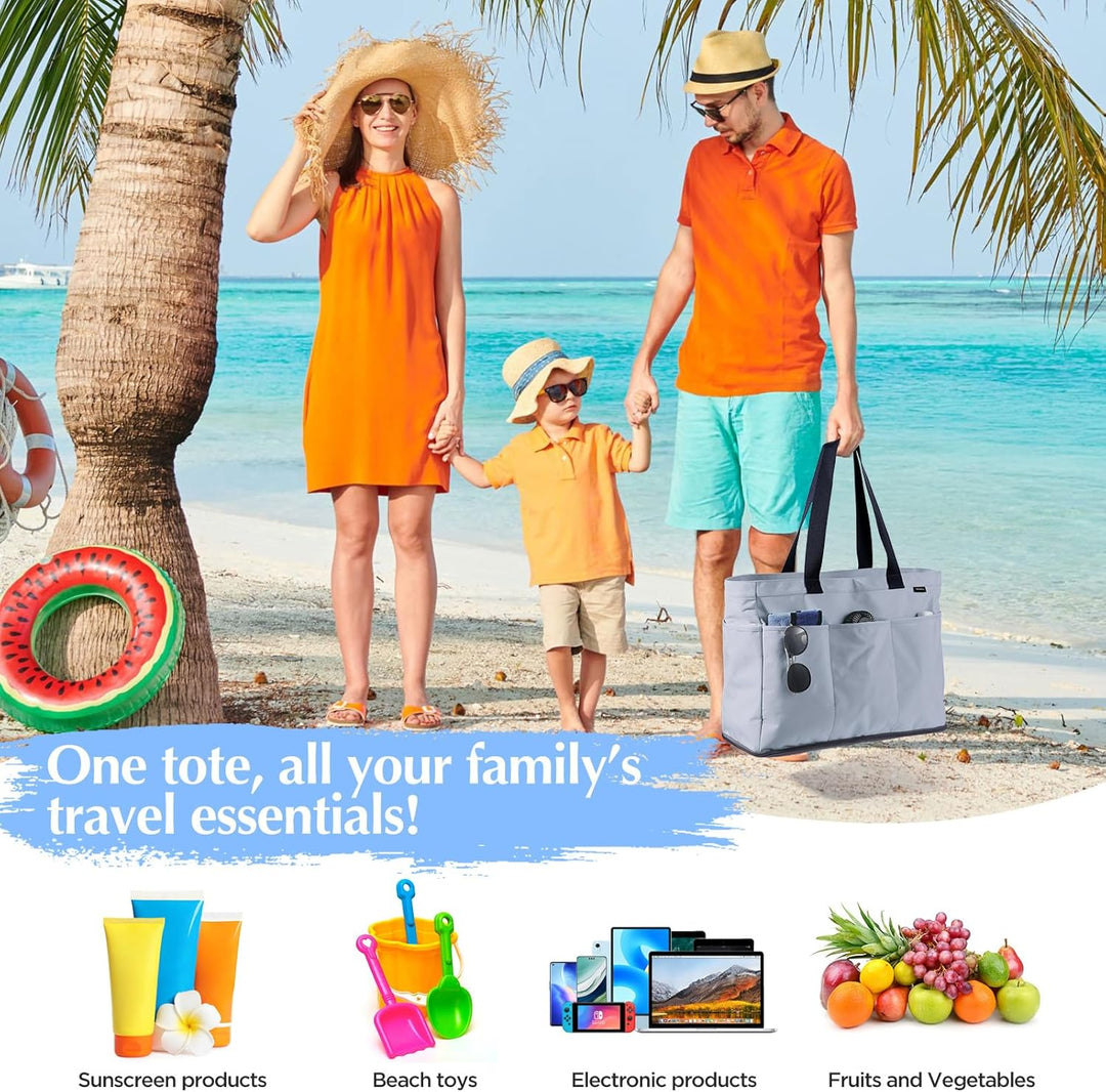 GAGAKU Strandtasche XXL mit Kühlfach, Wasserfest Beach Bag mit Reissverschluss – Faltbar Gross Badet
