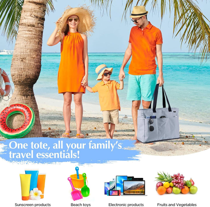 GAGAKU Strandtasche XXL mit Kühlfach, Wasserfest Beach Bag mit Reissverschluss – Faltbar Gross Badet