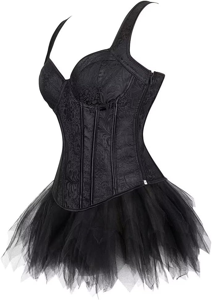 Korsett Sexy Kleider Rock Damen Dress Korsagenkleid Corsage Vollbrust Bustier Strapshalter Reissvers