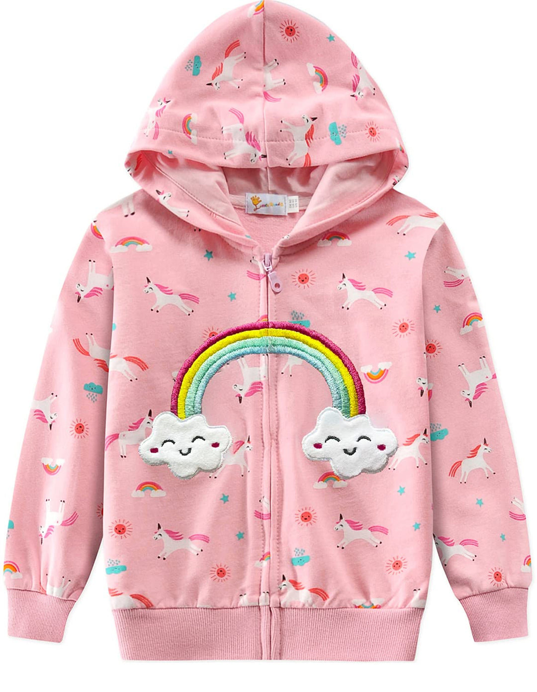 EULLA Kinder Mädchen Zip Up Hoodie Sweatjacke Kapuzenjacke Kapuzenpullover Langarm Baumwolle Einhorn