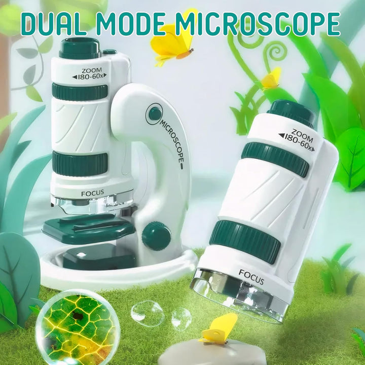 Todeco Mikroskop für Kinder, 60x-180x Taschenmikroskop, Benchtop Handmikroskop 2-in-1 mit Einstellba
