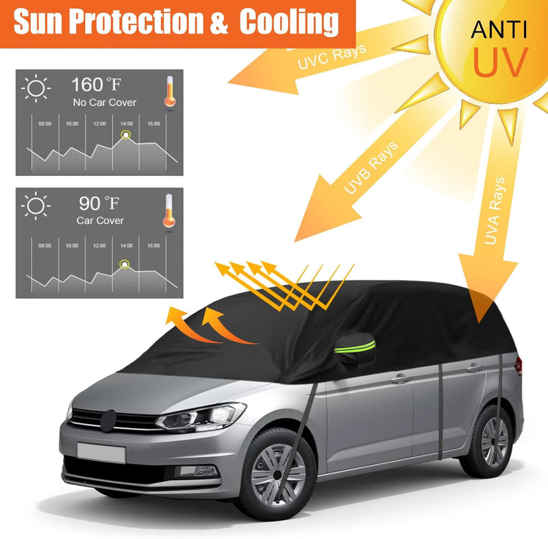 Autoabdeckung Wasserdicht Ersatz für VW Touran 2015-2024, Sonnenfest Hälfte Autoabdeckung, Halbgarag