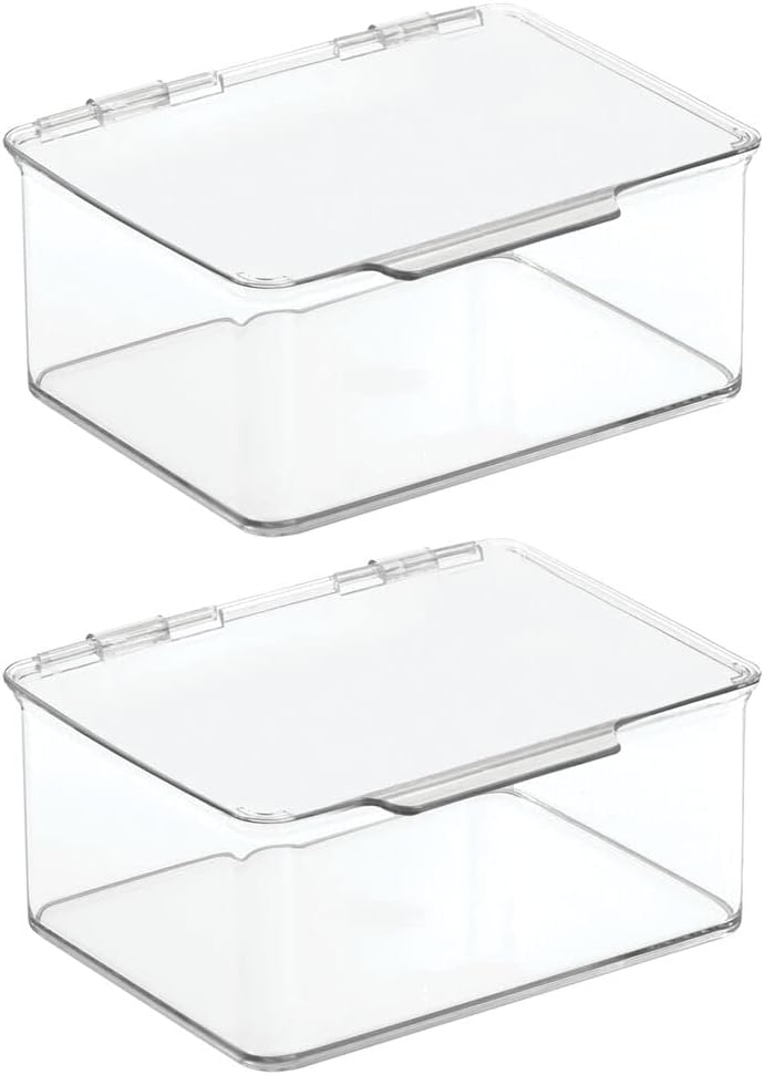 mDesign 2er-Set Küchen Organizer mit Deckel – Vorratsdosen für Küchenregal und Vorratskammer – stape