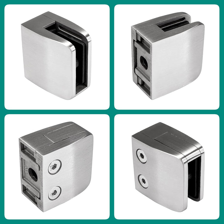 PRIOstahl Glashalter 4 Stück Glasklemme Klemmhalter Glashalter mit Sicherungsplatte + Sicherungsstif