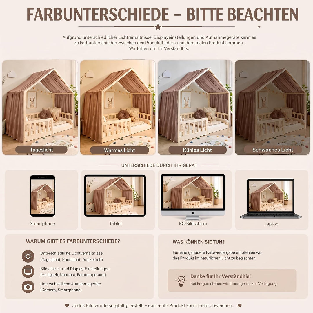 Hausbett Himmel Deko Set, Betthimmel Hausbett aus Musselin - 1 Betthimmel & 1 Wimpelkette, für Junge
