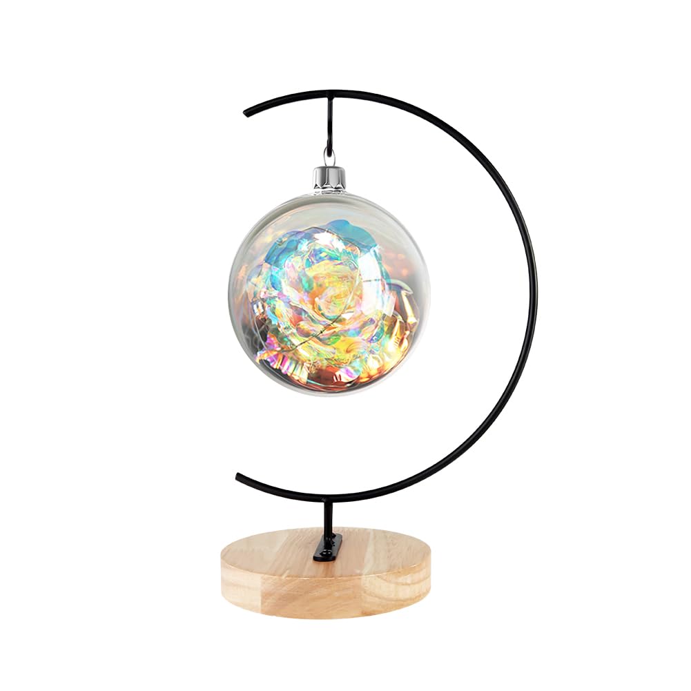 Ornament Display Stand - Runde Holz Eisen Hängende Stand Pflanzen Halter für hängende Glas Globe Air