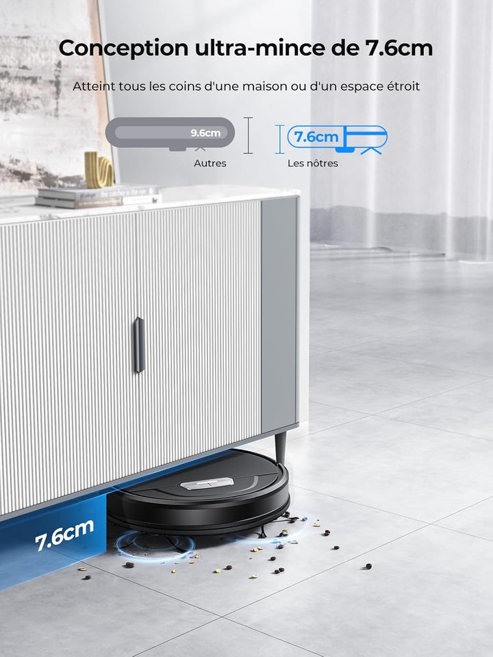 Laresar Clean Evol 3 Staubsaugerroboter, 3-in-1, Staubsaugerroboter, 10.000 Pa Saugkraft, 180 Minute