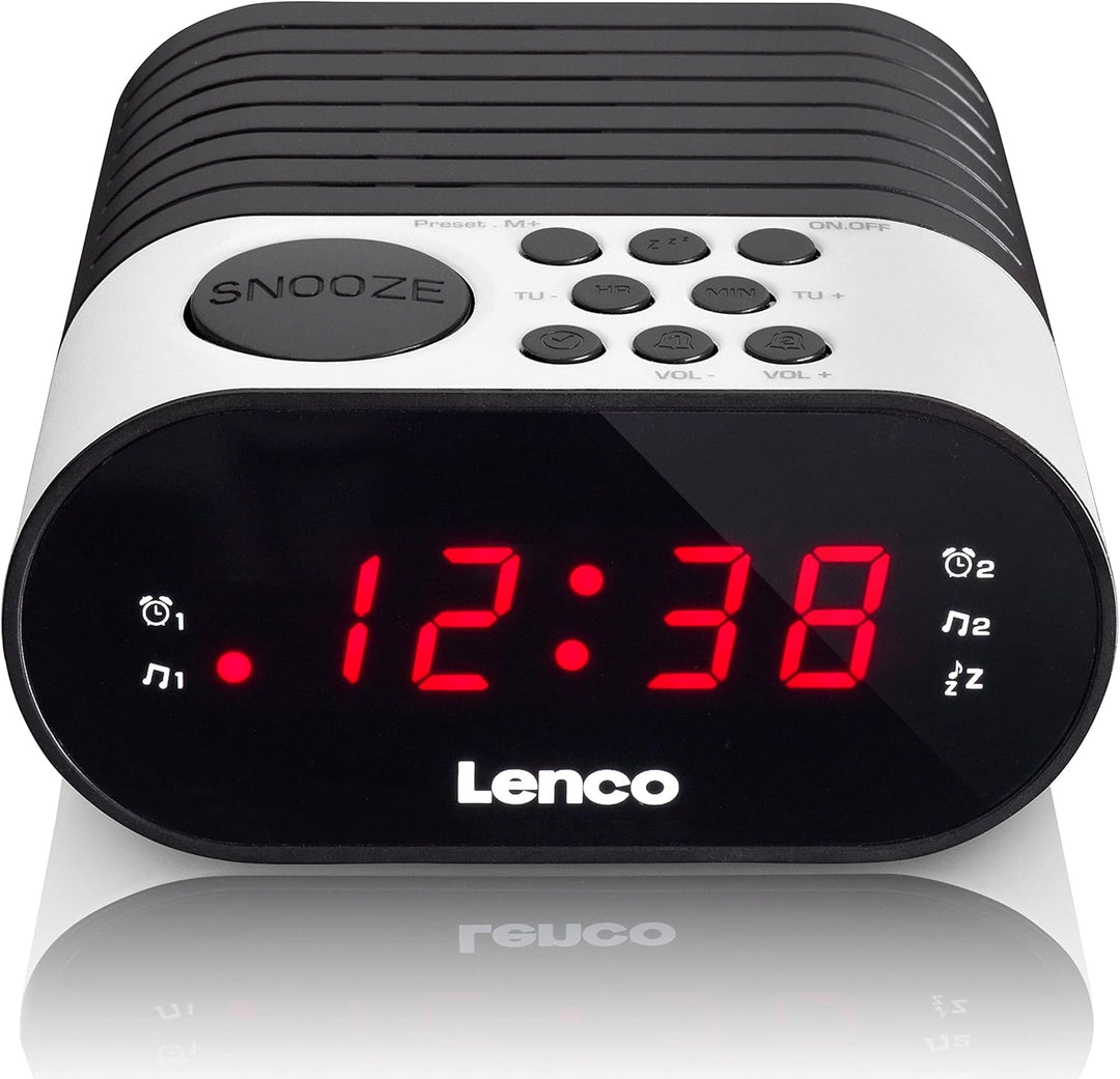 Lenco Radiowecker CR-07 mit LED-Display, 2 Weckzeiten, Dual Alarm, Sleeptimer, Schlummerfunktion, in