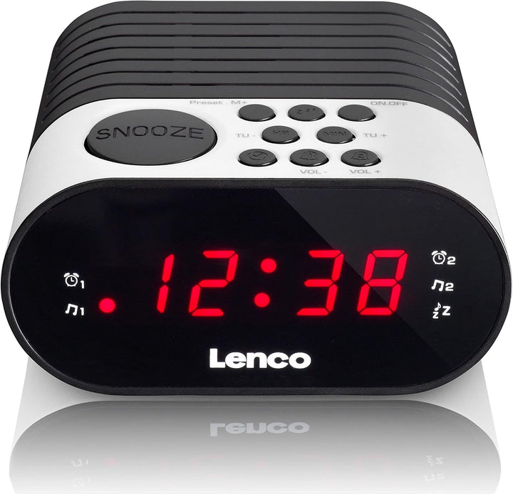 Lenco Radiowecker CR-07 mit LED-Display, 2 Weckzeiten, Dual Alarm, Sleeptimer, Schlummerfunktion, in