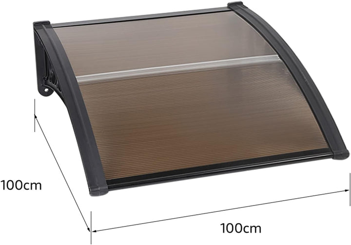 Homewell Vordach für Haustür 100 x 100cm Braun, Modern Überdachung Haustür aus PC-Hohlplatte, PP-Kun
