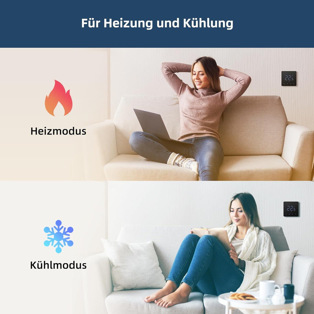 Beok Thermostat Heizung Digital Für Gaskessel und Wasserbodenheizung, Thermostat Fussbodenheizung Sm
