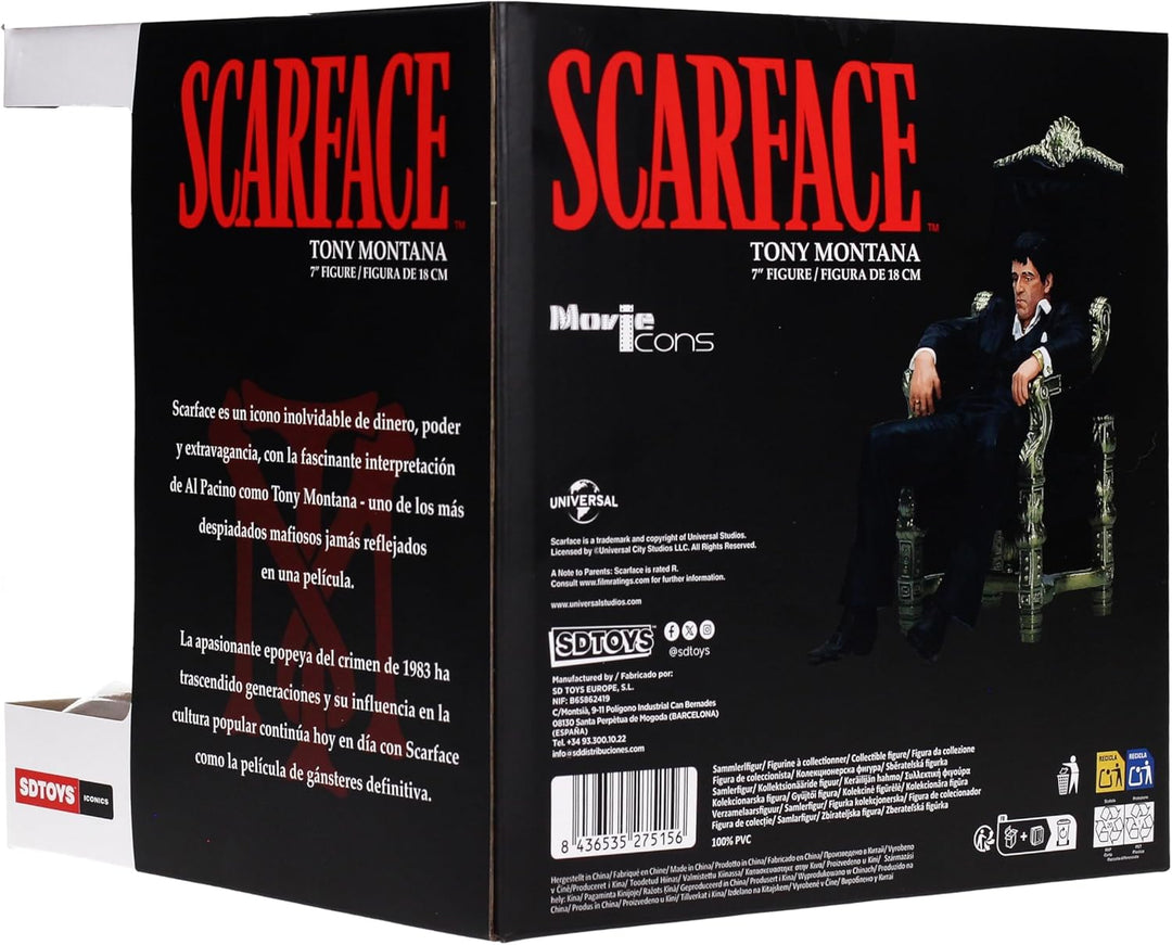 Scarface Tony Montana Figur schwarz/Gold, Bedruckt, aus 100% Kunststoff, in Geschenkverpackung.