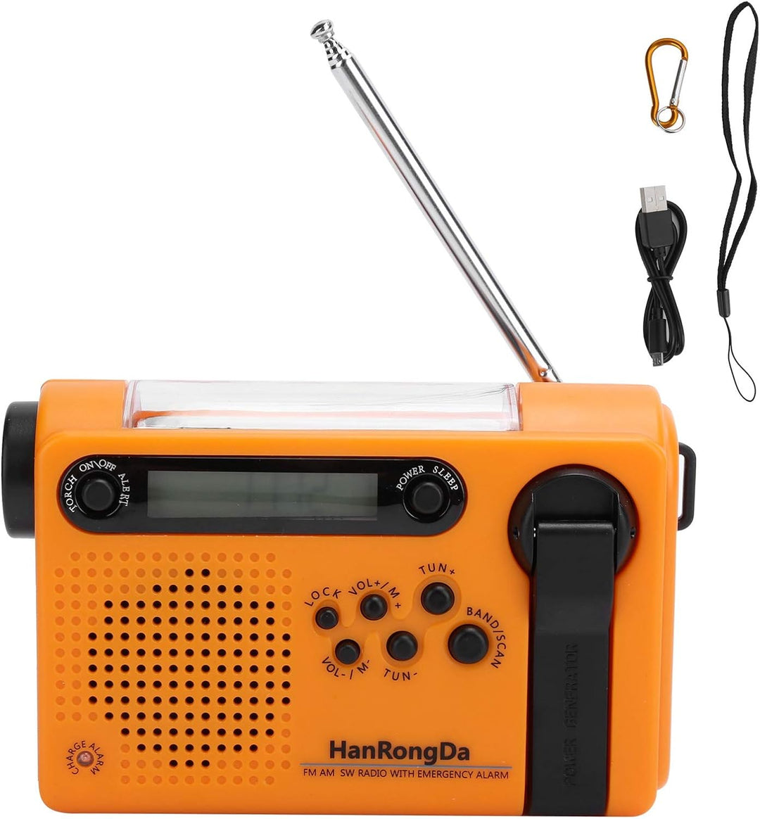 Tragbares Radio, HRD-900 Tragbares Vollbandradio Solar-Ladegerät FM/AM-Radio mit Taschenlampe für de