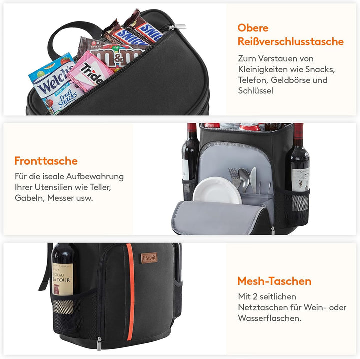 Lifewit 22L Kühlrucksack Auslaufsichere Kühltasche Rucksack wasserdichte Picknickrucksack Isolierte