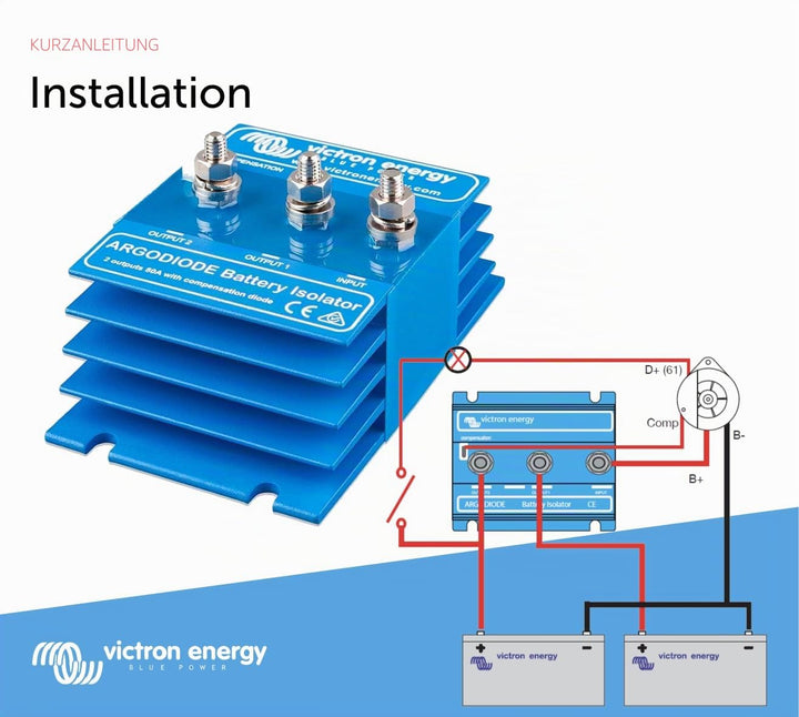 Victron Energy ArgoDiode Batterietrenner 80-2SC (2 Batterien 80 Amp), Einzelhandel