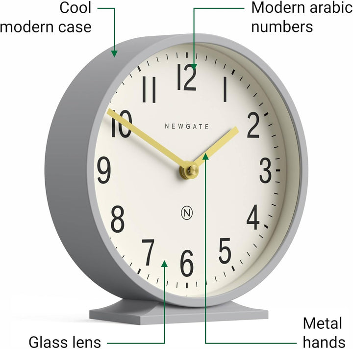 NEWGATE® Q Kaminsims Uhr | Moderne Klassische runde kaminuhr | Uhrwerk grau | Zeitgenössischer Stil
