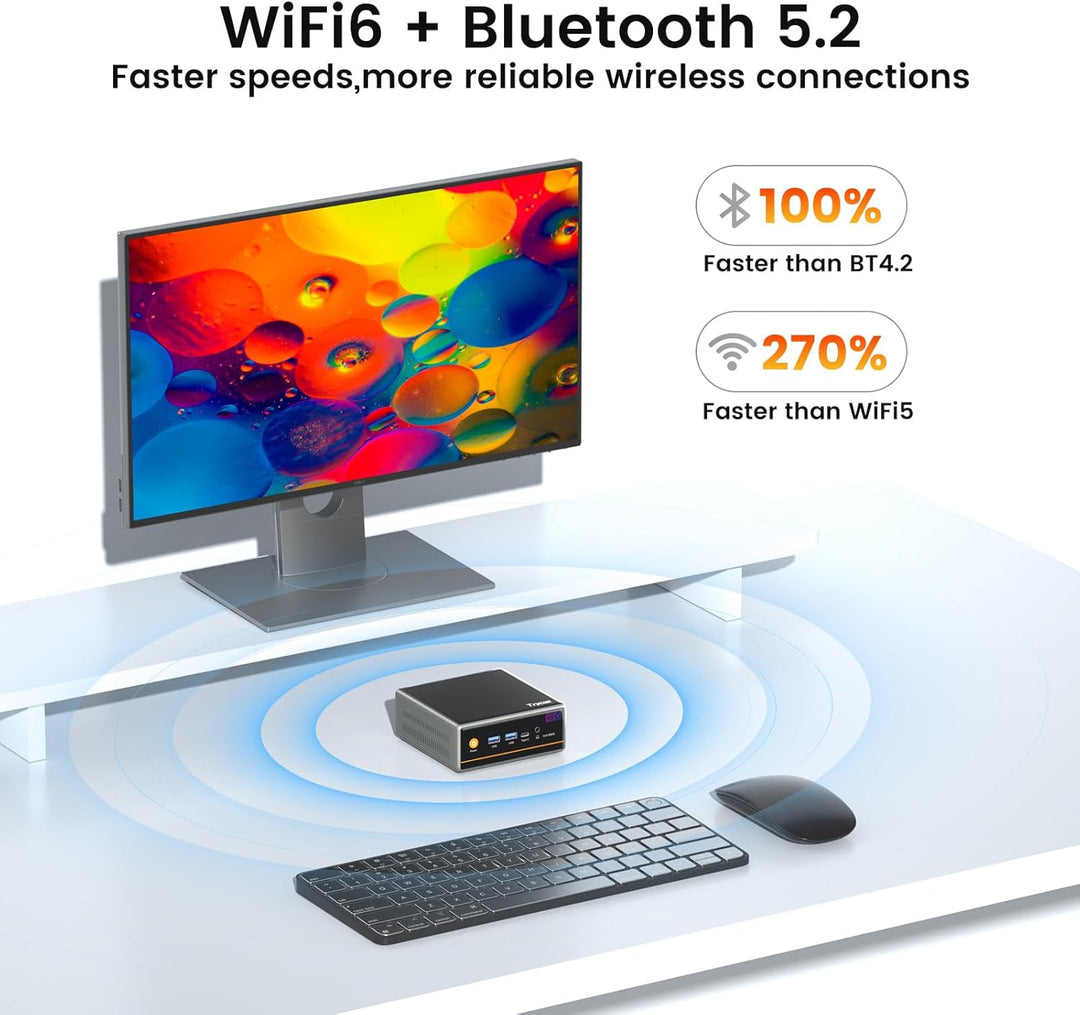 Trycoo Mini PC AMD Ryzen 5 5600H (6C/12T, up to 4.2GHz),16GB DDR4 RAM,512GB SSD,WiFi 6/ BT5.2/ Type-
