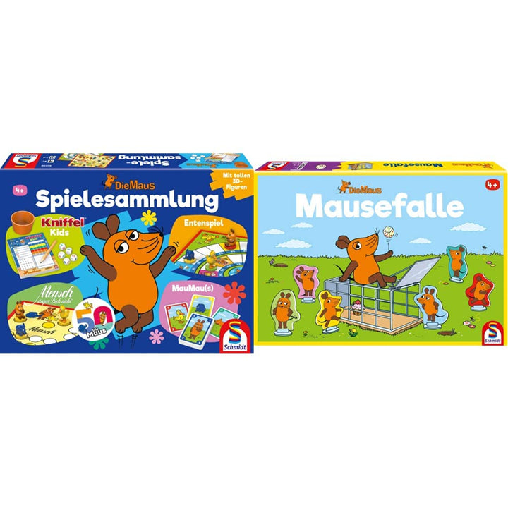 Schmidt Spiele 40598 Die Maus, Spielsammlung, Bunt & 40505 Maus, Mausefalle, Kinderspiel, bunt Bundl