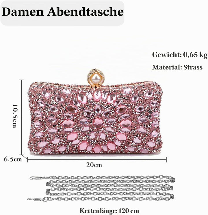 CORIOS Strass Clutch für Damen Shiny Abendtasche Diamant Clutch Tasche Kette Schultertasche Elegante