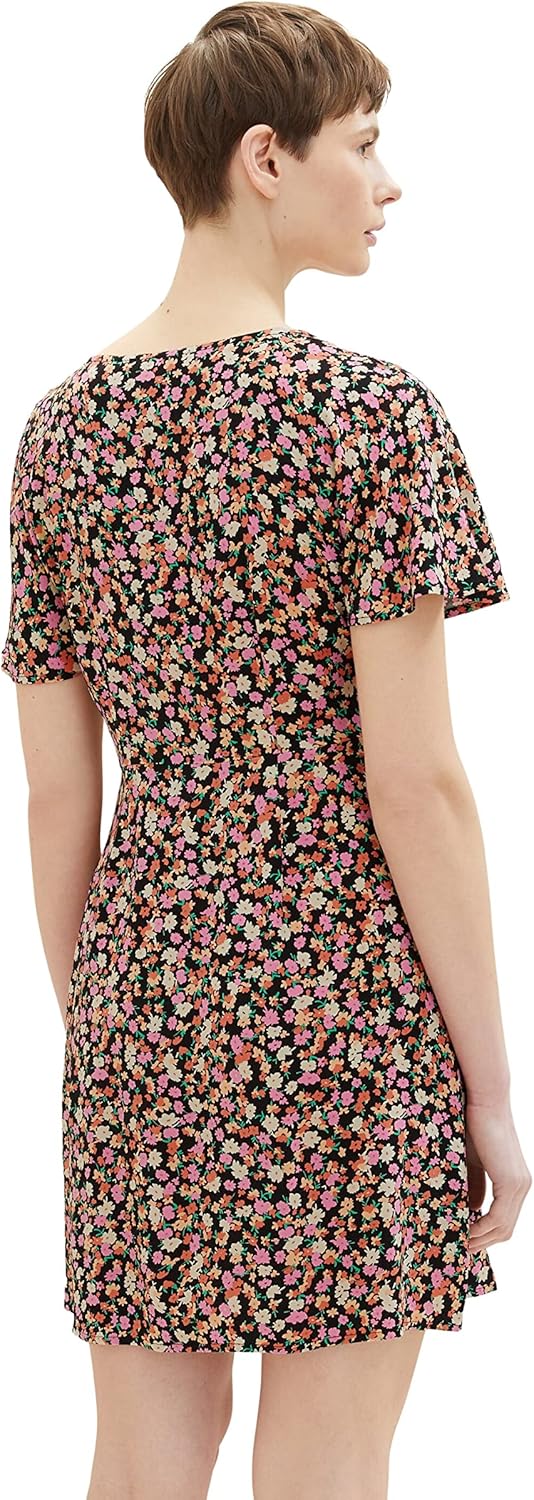 TOM TAILOR Denim Damen Sommerkleid mit Blumen XL 31952 - Black Flower Print, XL 31952 - Black Flower