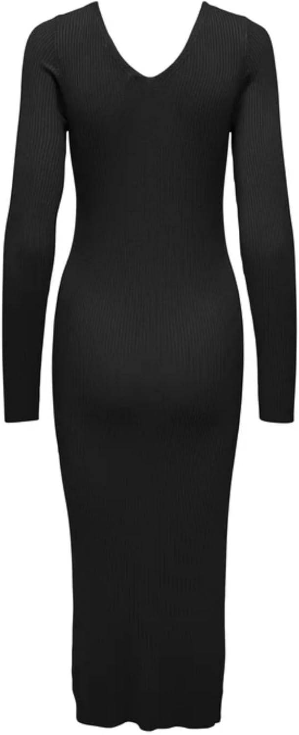 VERO MODA Damen Onljulie Life Ls V-neck Maxi Dress Knt S Schwarz, S Schwarz