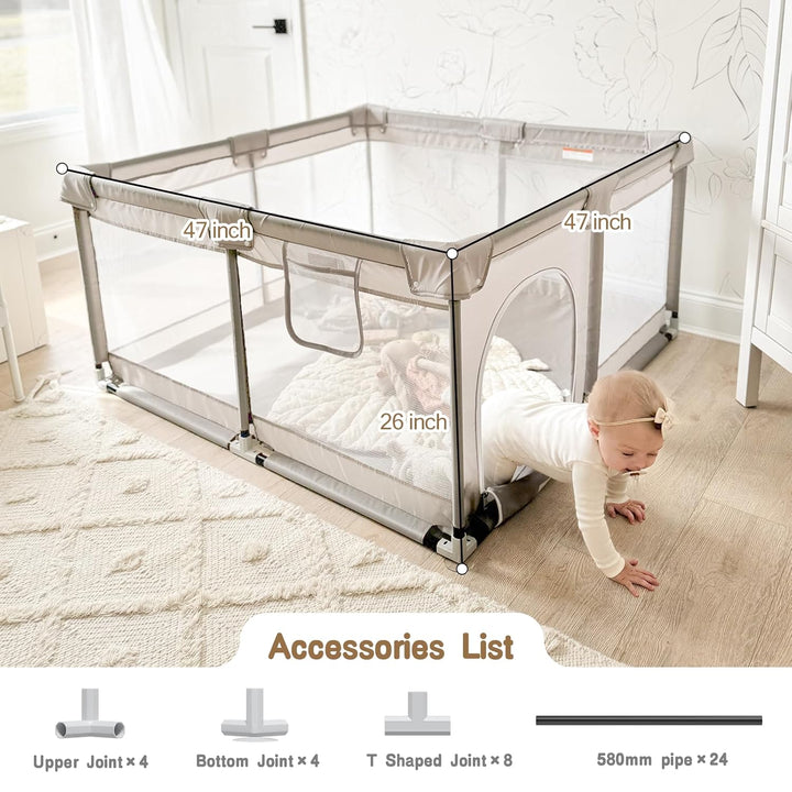 laufstall baby, laufgitter baby 120x120cm, laufstall Spielbereich mit atmungsaktiver Netzmatratze, r