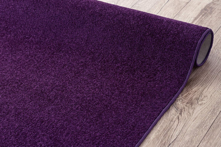 Einfarbiger Teppich Eton für Zimmer, Wohnzimmer, Schlafzimmer, Teppichboden Auslegware, violett lila