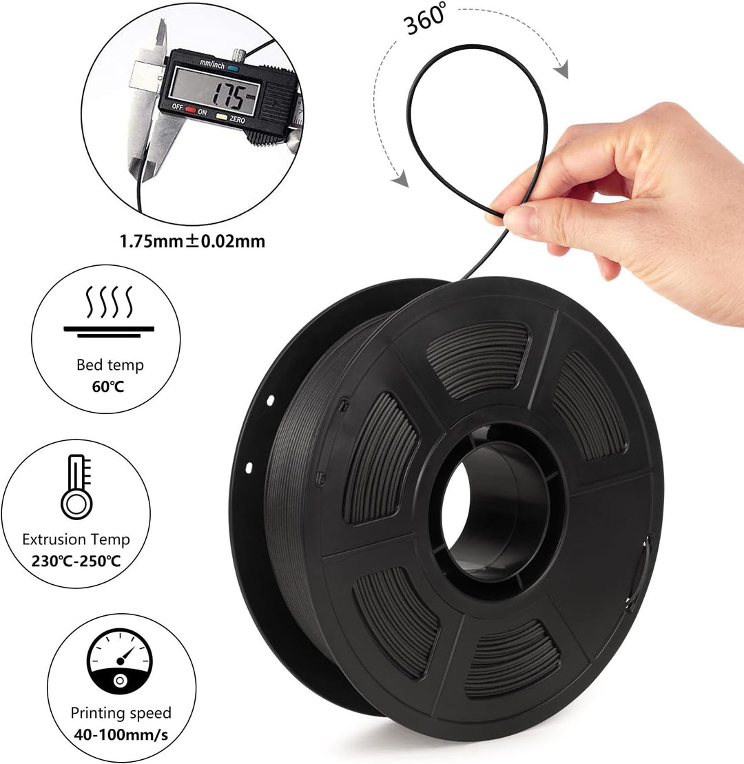 IEMAI PETG Carbon Fibre Filament 1.75 mm, 3D Printer Filament PETG, Carbon Fibre Filament 1.75 PETG