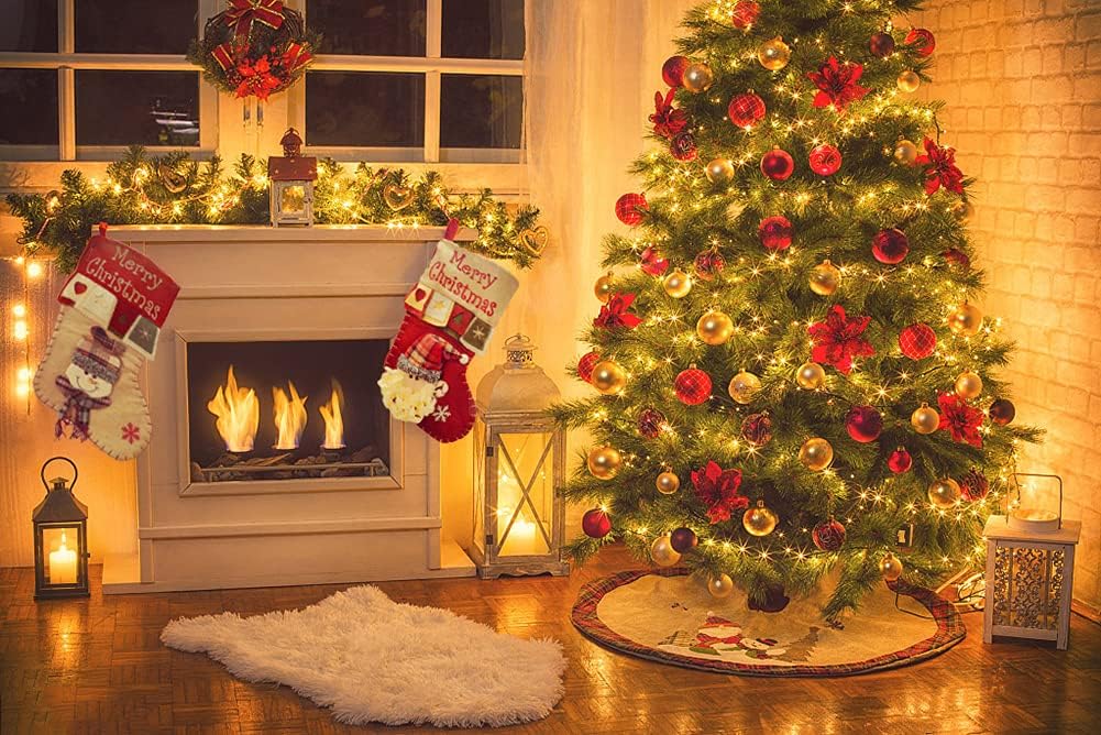 YULOONG Grosse Weihnachtsstrümpfe Weihnachtsmann Schneemann Hirsch Set Weihnachtsgeschenktüten Weihn