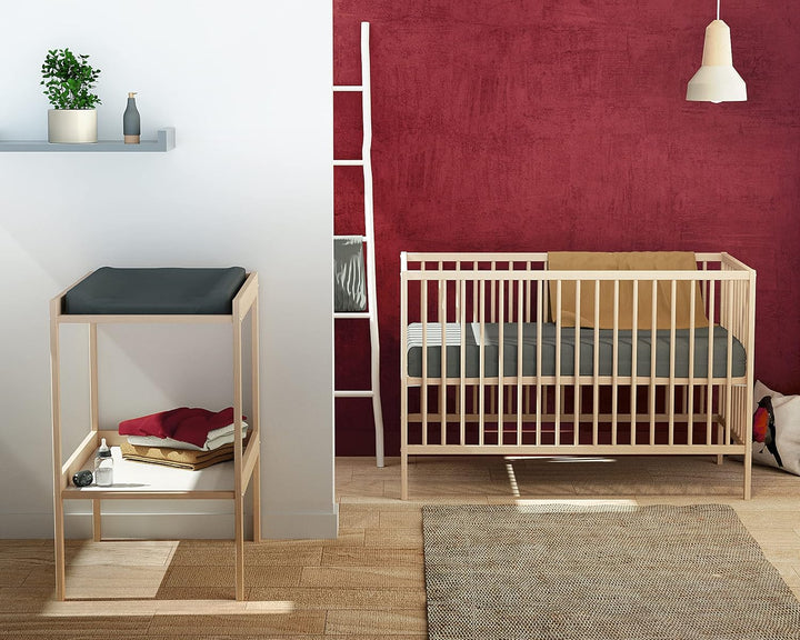 WEBABY - Wickeltisch 1 Regal Buche roh | 74 x 54 x 88 cm | Für 50x70 cm Matratze NICHT INBEGRIFFEN