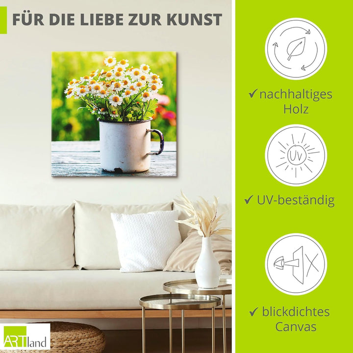 ARTland Leinwandbilder Wandbild Bild auf Leinwand 40x40 cm Botanik Blumen Gänseblümchen Fotografie G