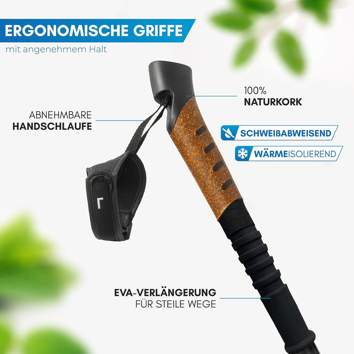 NORDMUT® Wanderstöcke Teleskop aus stabilen Aluminium oder Carbon - Leichte Nordic Walking Stöcke Da