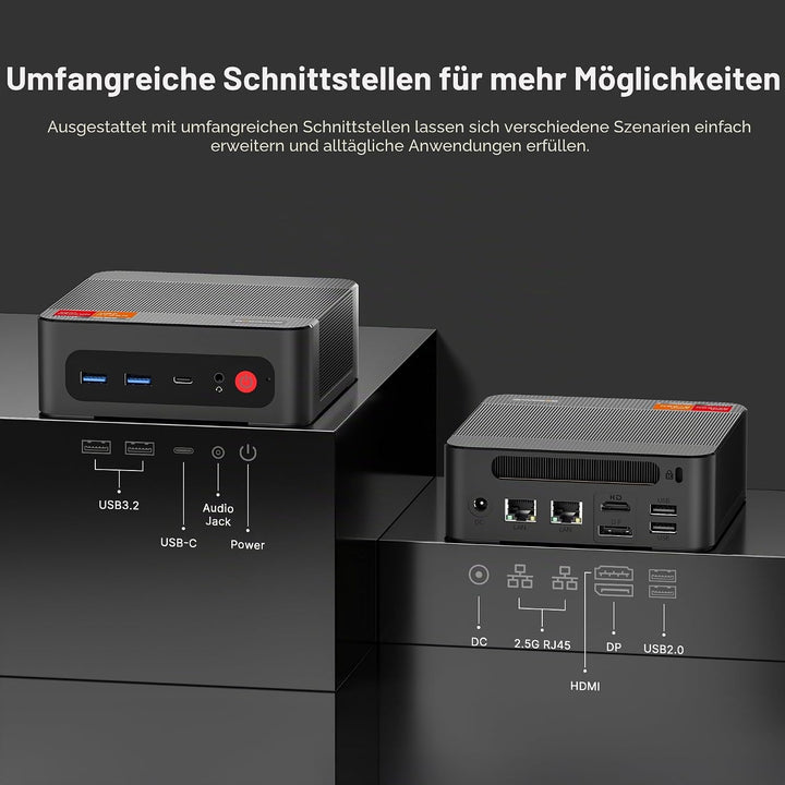 BOSGAME P4ultra Mini PC Ryzen 7 7730U (bis zu 4,5 GHz, 8C/16T) Mini-Computer, DDR4 16 GB RAM, 1 TB M