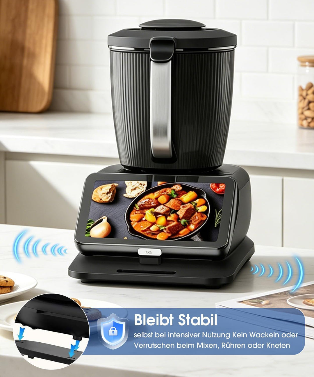 BOYUNSHI Gleitbrett für Thermomix TM7 mit Silikon Displayschutz, 3te Generation,Acryl-Platte mit 360