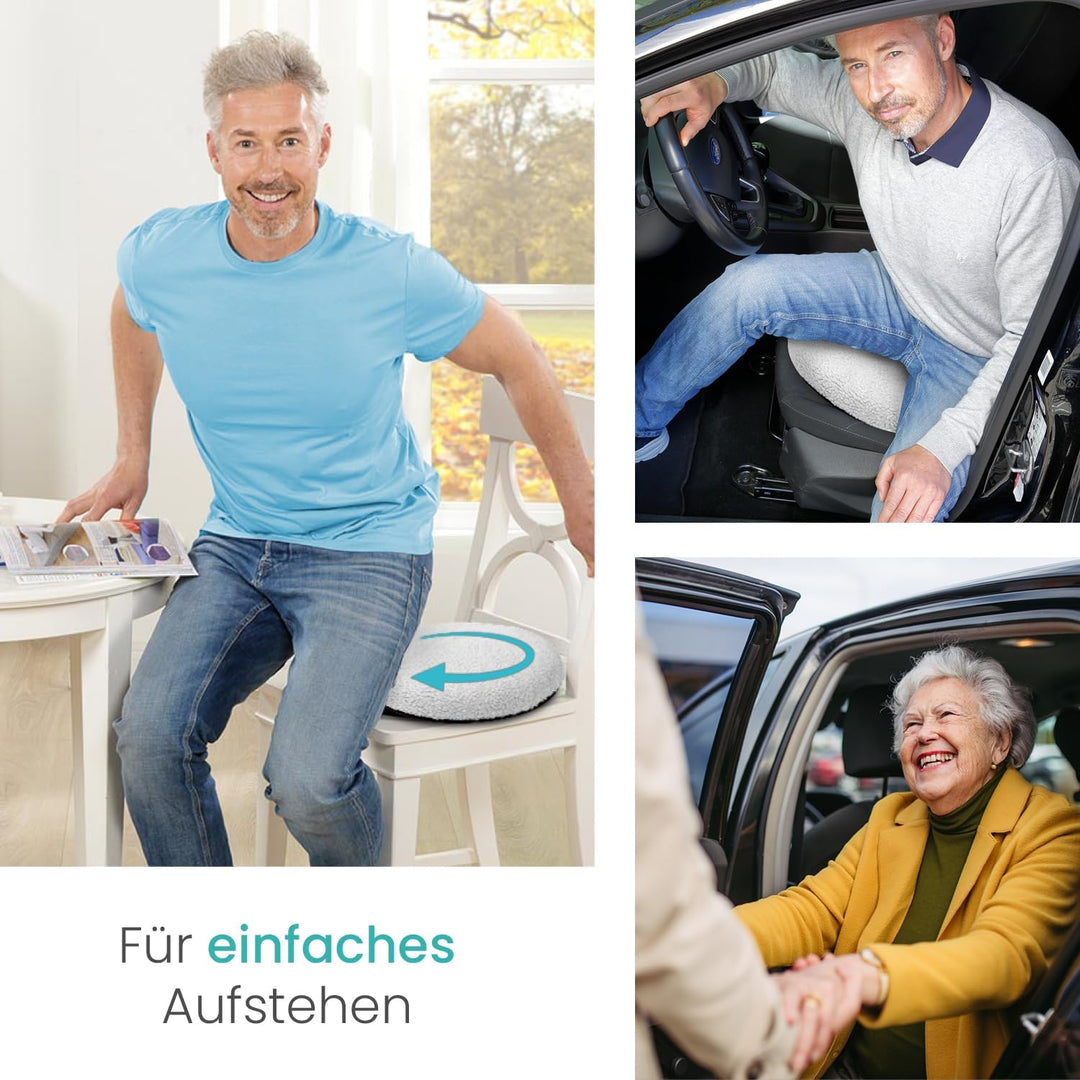 ELONEO Drehkissen für Autositz, Drehsitz für Senioren, Einstiegshilfe/Ausstiegshilfe, Inkl. Zusatzbe