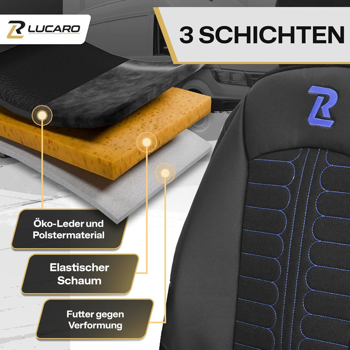 LUCARO Sitzbezüge Auto Tornado für FIAT Ducato, Peugeot Boxer, Citroen Jumper, Opel Movano C, RAM Pr
