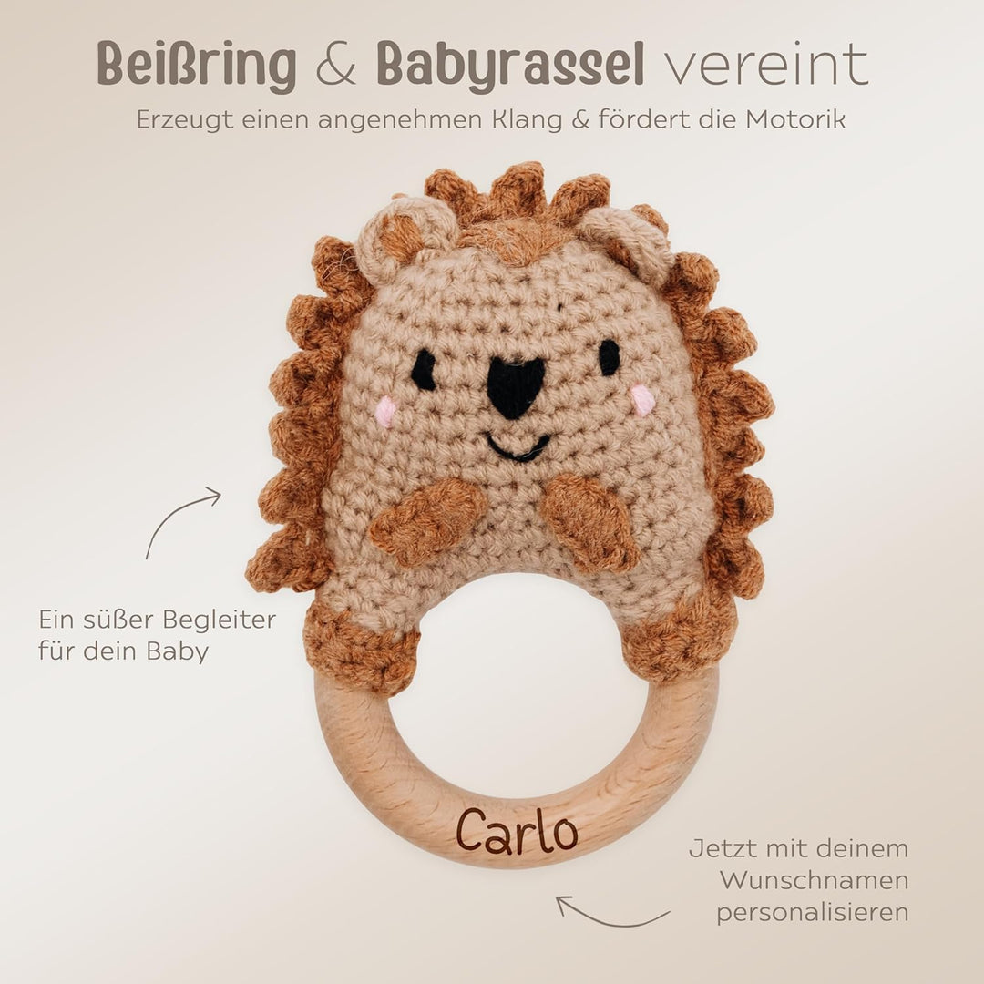 Bärenfreunde Personalisierter Beissring Baby - Niedlicher Greifling für Baby's, Greifring, Babyrasse