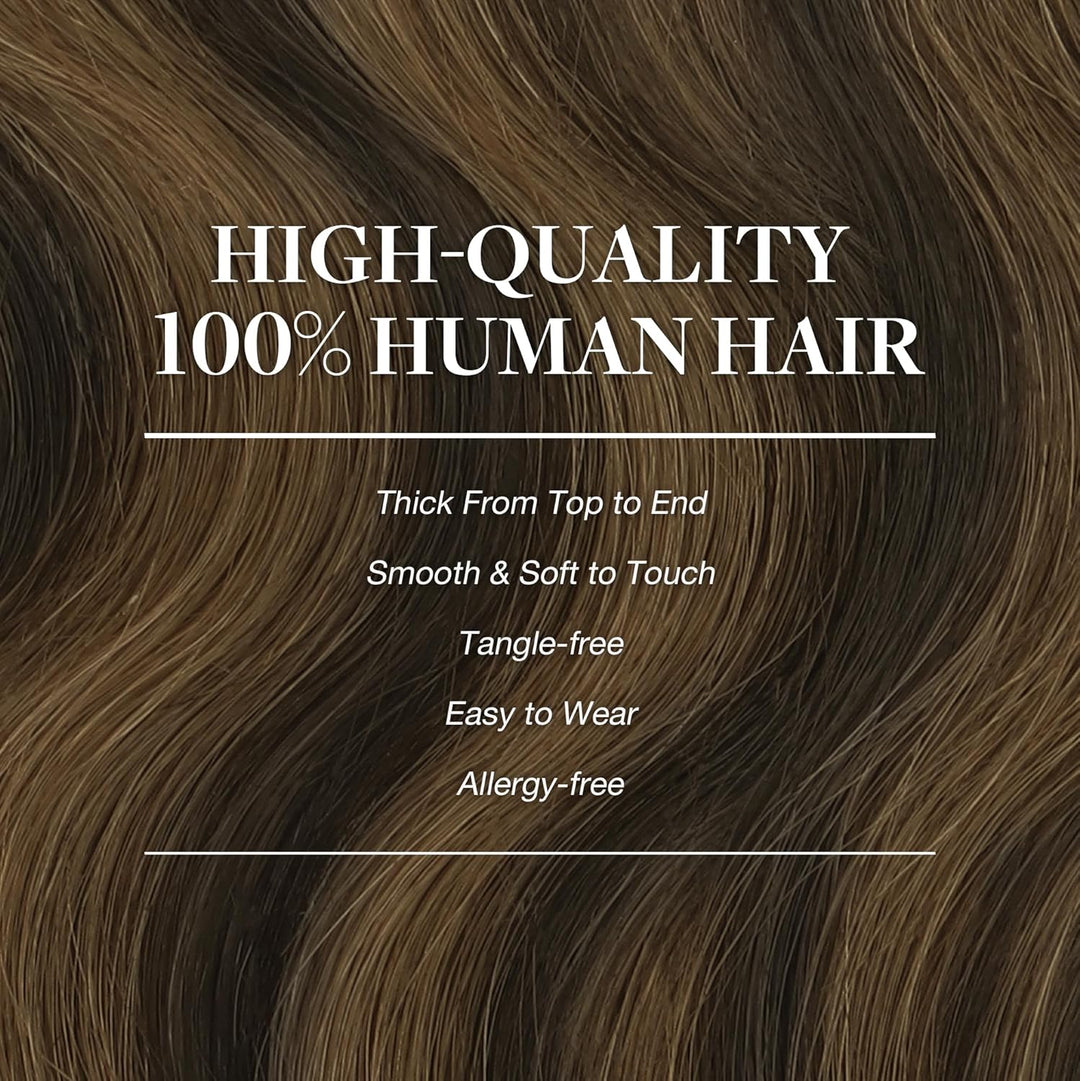 GOO GOO Clip in Extensions Echthaar, Echthaar Extensions Clip, 30cm 65g 7pcs, Clip In Haarverlängeru