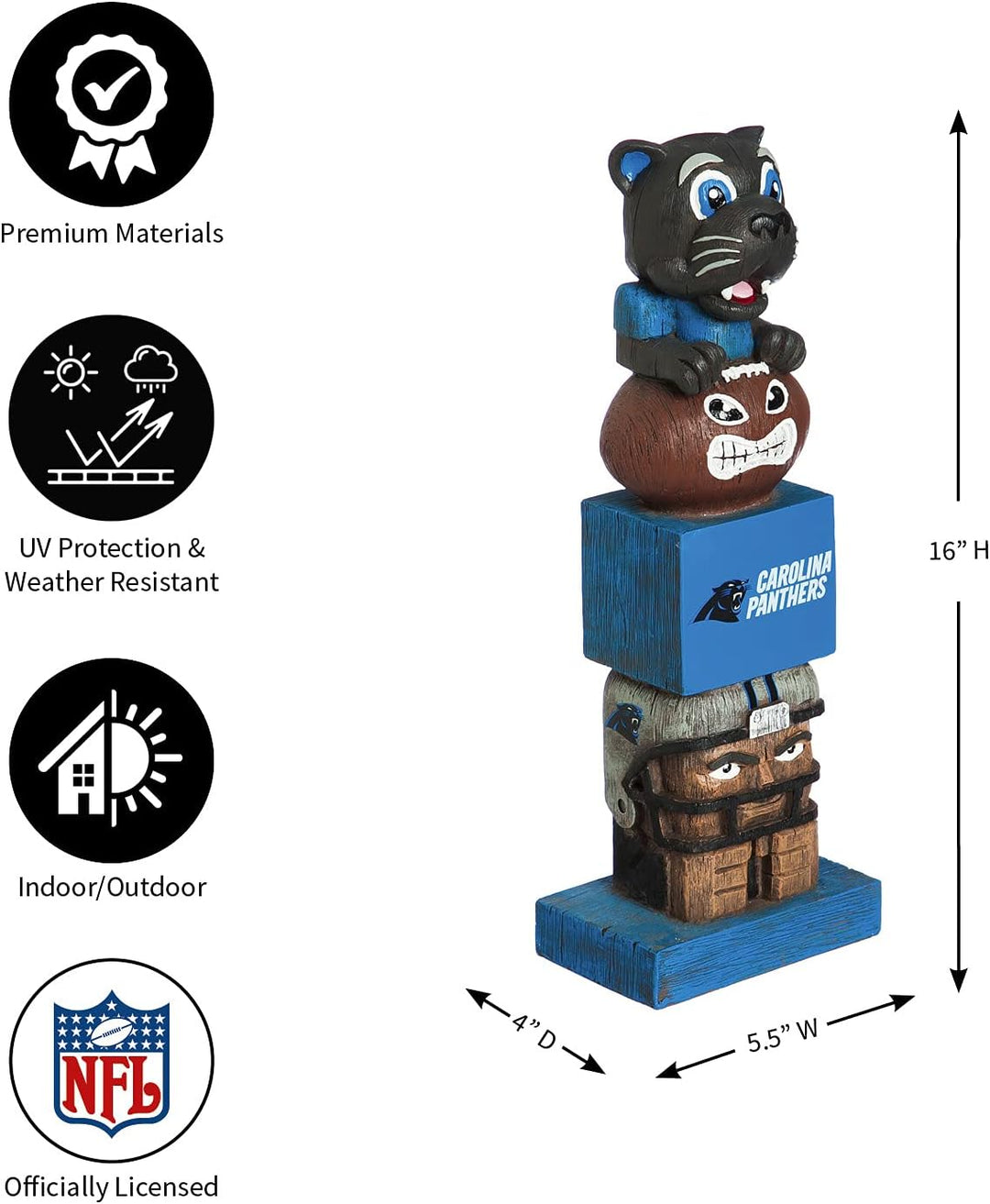 Team Sports America NFL Unisex NFL Tiki Totem Carolina Panthers 41 cm Carolina Panthers, Carolina Pa