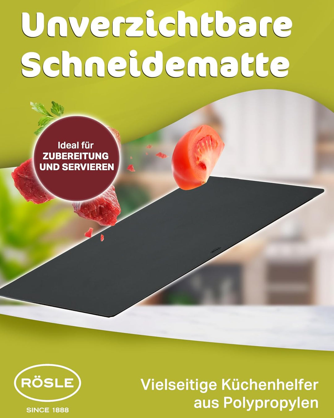 RÖSLE Schneidauflage 2er-Set, 35x25cm Schneidematte aus PP Polypropylen, Schwarz Schneideunterlage f