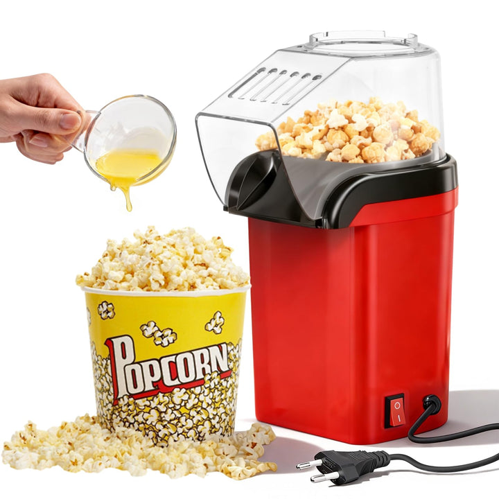 Heissluft Popcornmaschine, 1200W Heissluft Popcorn Maker mit Messlöffel, Transparenten Deckel, Nachf