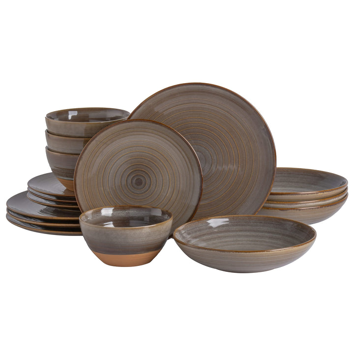 Gibson Elite Dreamweaver Terracotta-Geschirrset inklusive Suppenteller und Schale, reaktiv, 16-teili