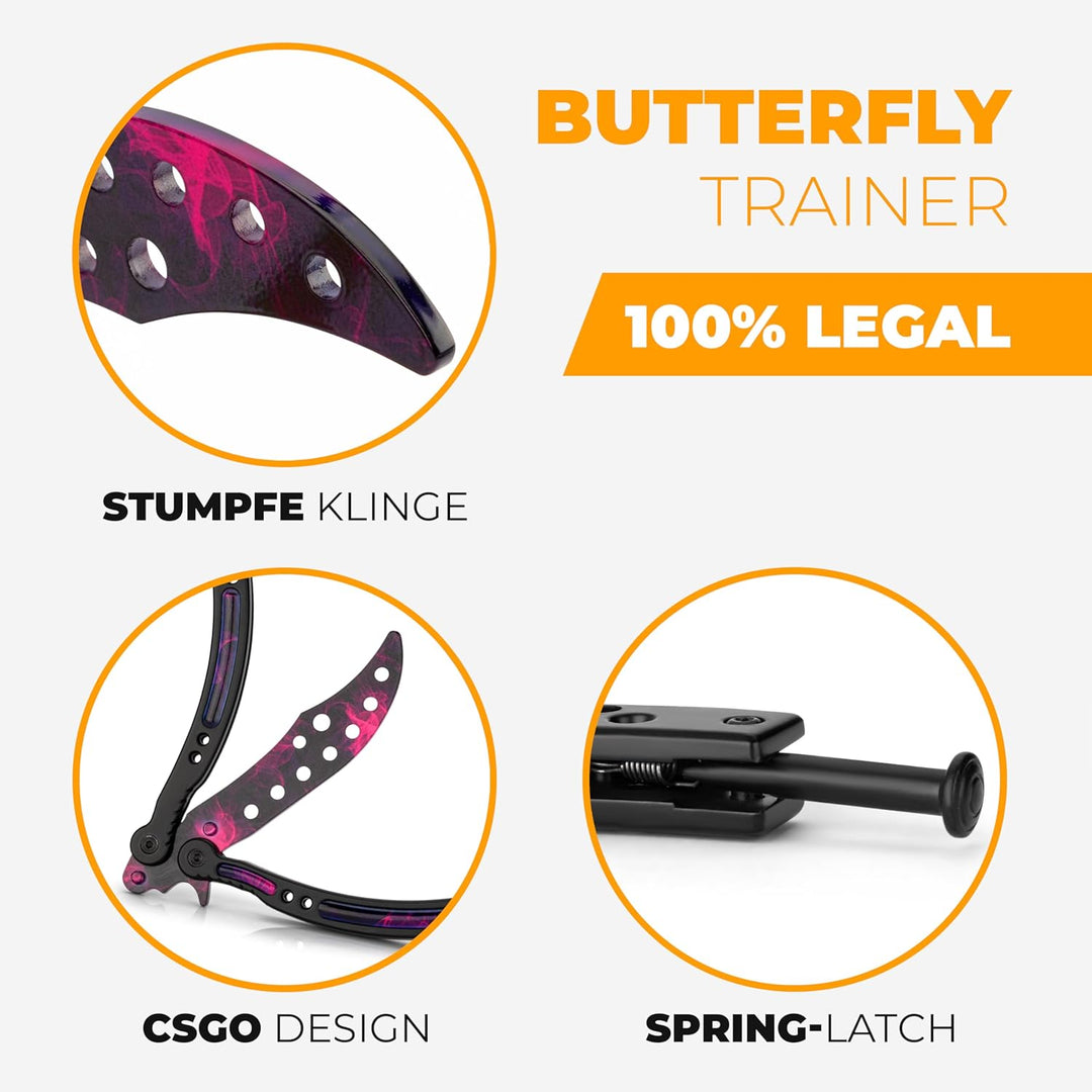 MAJESTY FOREST® Butterfly Trainer im CSGO-Stil – Edelstahl Balisong Trainer mit stumpfer Übungskling