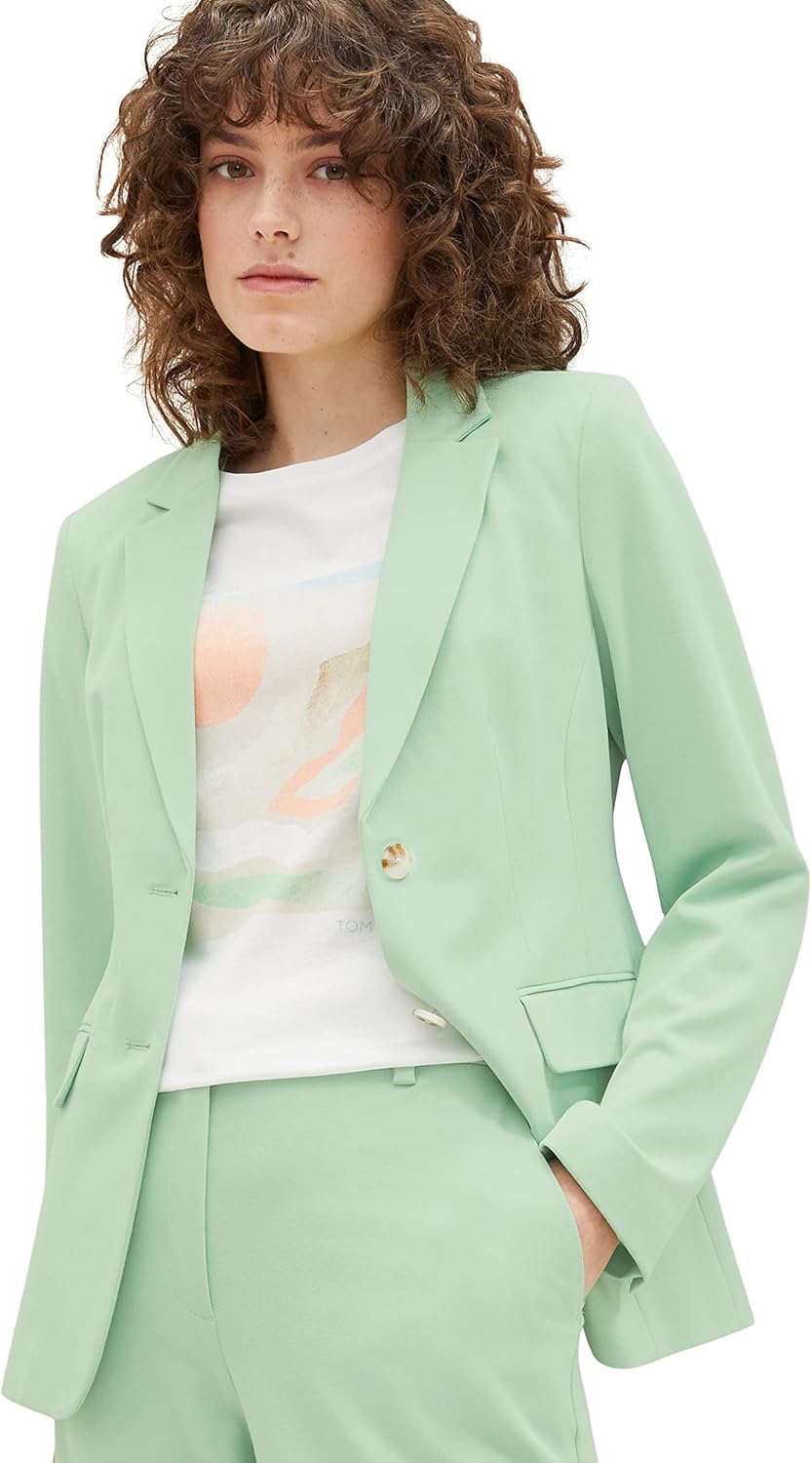 TOM TAILOR Damen Basic Blazer 46 31034 - Okra Green, 46 31034 - Okra Green