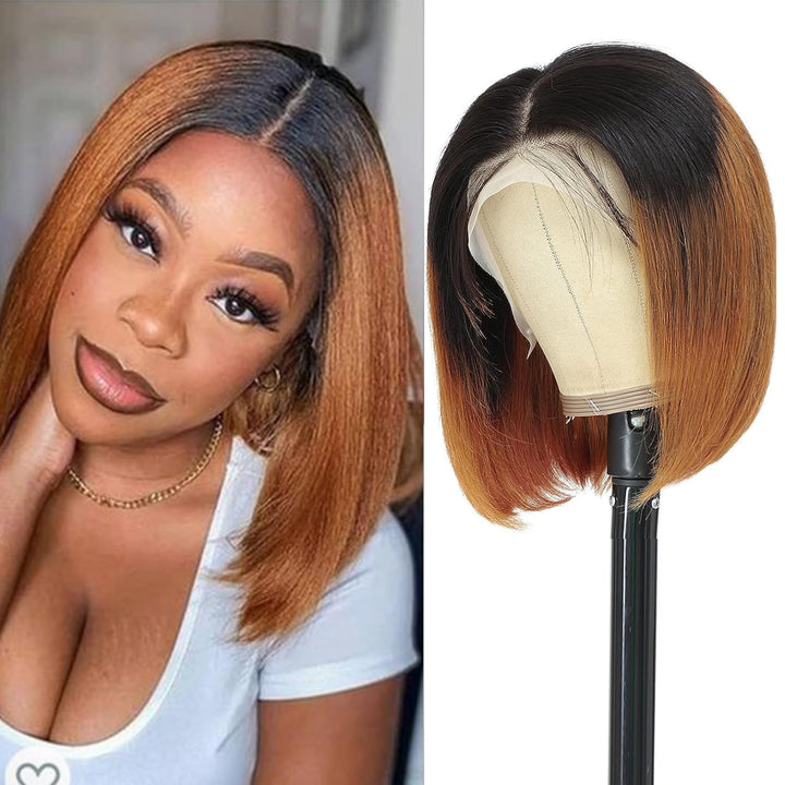 BLISSHAIR Short Bob Lace Front Perücke, Kurzer Bob Wigs 4x4 Lace Closure Human Hair Wigs 10A Brasili