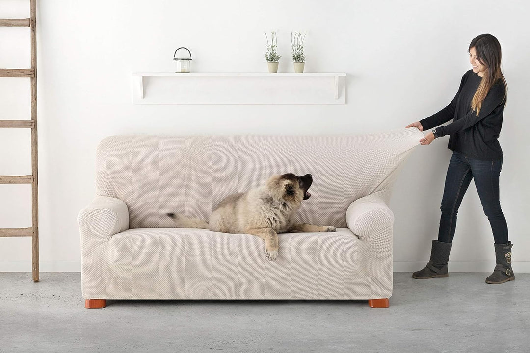 Eysa Cora bielastisch Sofa überwurf 4 sitzer Farbe 00-Ecru, Polyester-Baumwolle, 36 x 27 x 19 cm
